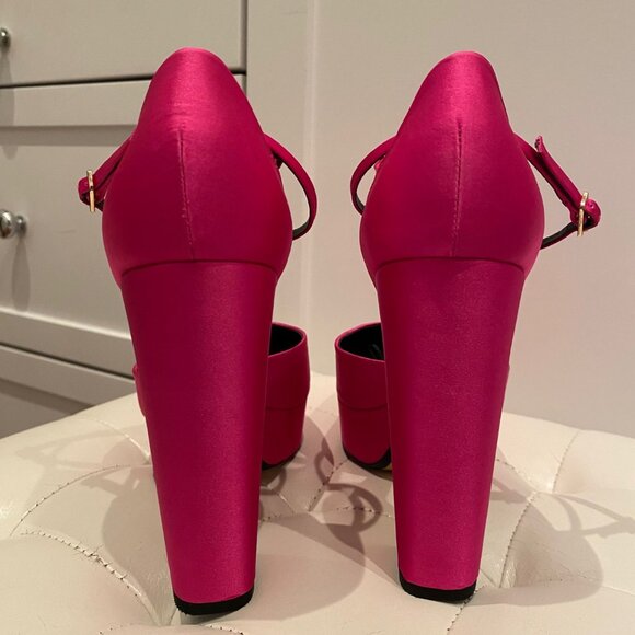 Zara Barbie pink satin platform heels. Size 38. - Picture 5 of 8